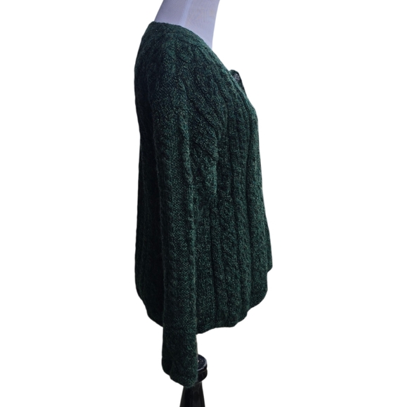 Carraig Donn Womens Wool Cable Knit Cardigan Sweater Marled Green Size M Ireland - Picture 3 of 7